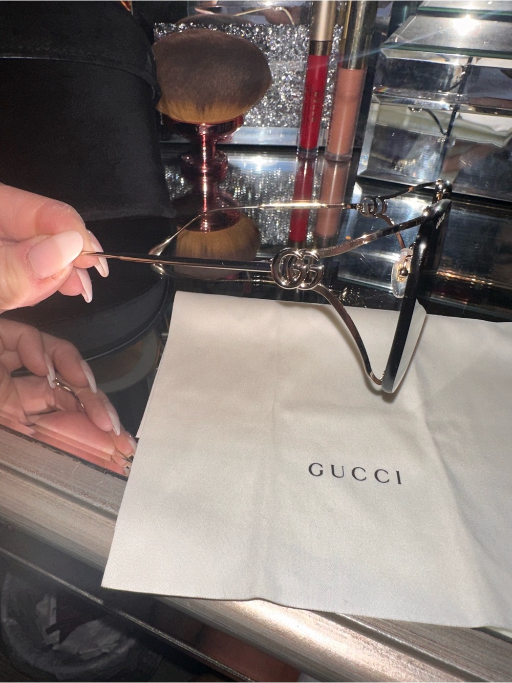 Gucci Metal Frame Sunglasses - Gold & Black Accents